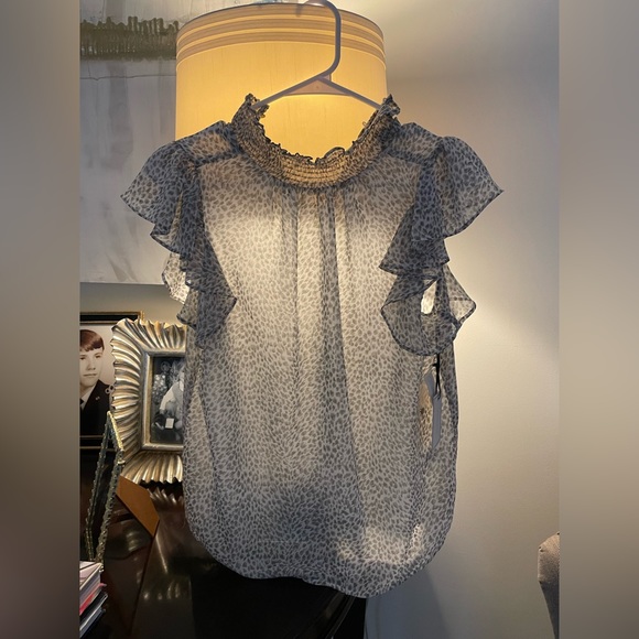 1. State Tops - NWT blouse. Gray and white leopard print. Size small